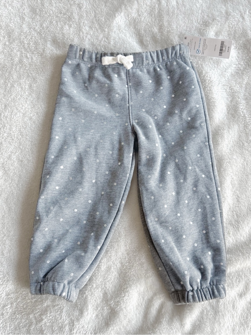 Carters Baby Girl Gray Silver Polka Dot Jogger Pants 18 months NWT